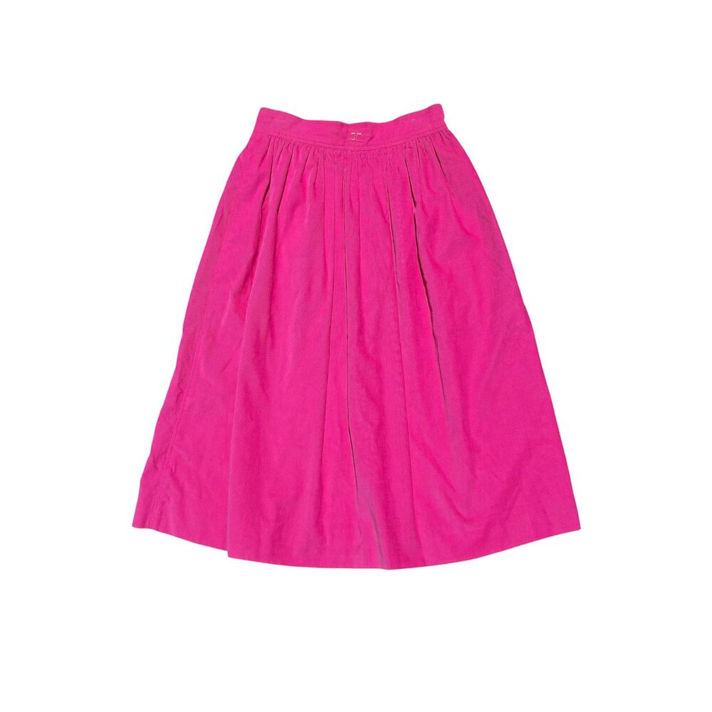 1960s 1970s Courreges hot pink corduroy full skirt w pockets size small